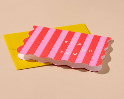 And Here We Are - Letterpress Thank You Notecard—Cabana Stripe RP