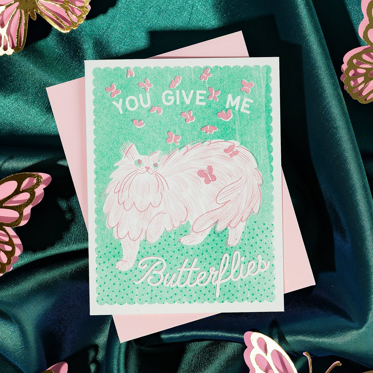 Bromstad Printing Co. - You Give Me Butterflies - Risograph Card