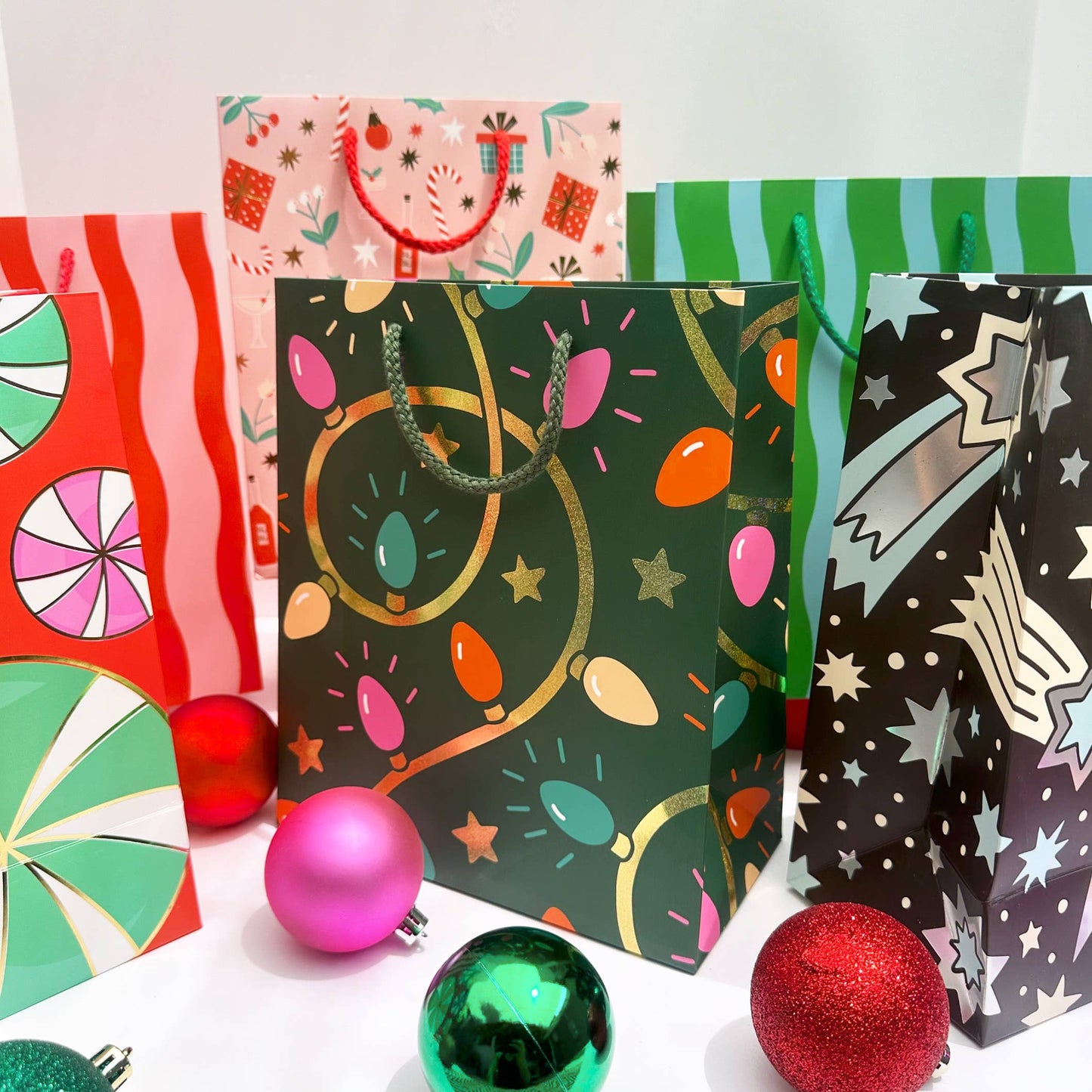 The Social Type - Green/Aqua Fussy Stripe Gift Bag
