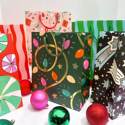 The Social Type - Green/Aqua Fussy Stripe Gift Bag