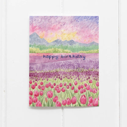 Yardia - Tulips Birthday Card - Spring Gardening Birthday Card