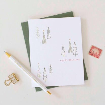 Line & Kind Paper -  Happy Holidays Modern Trees
