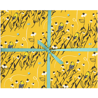Smudge Ink - Goldfinches Gift Wrap (e.b. goodale): 3 Sheets per Roll