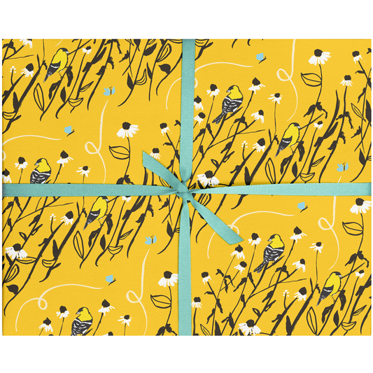 Smudge Ink - Goldfinches Gift Wrap (e.b. goodale): 3 Sheets per Roll