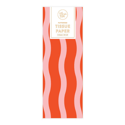 The Social Type - Tangy Red Fussy Stripe Tissue Paper