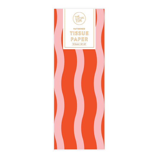 The Social Type - Tangy Red Fussy Stripe Tissue Paper