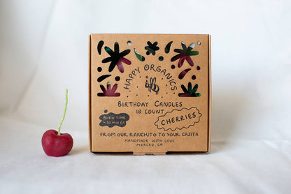 Happy Organics - Cherry Beeswax Birthday Candles: 10