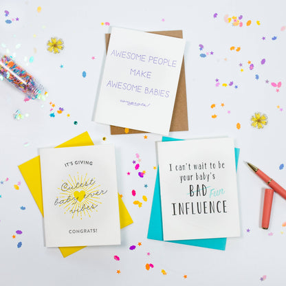 Steel Petal Press - Cutest Baby Vibes - Letterpress Baby Congrats Card
