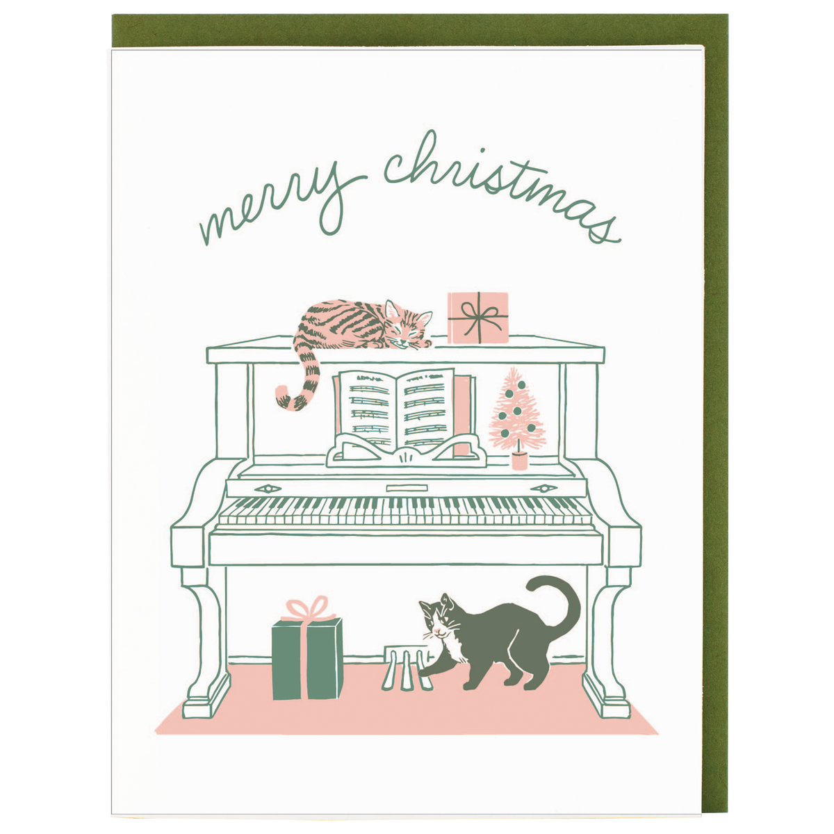Smudge Ink - Musical Cats Christmas Card: Single Card