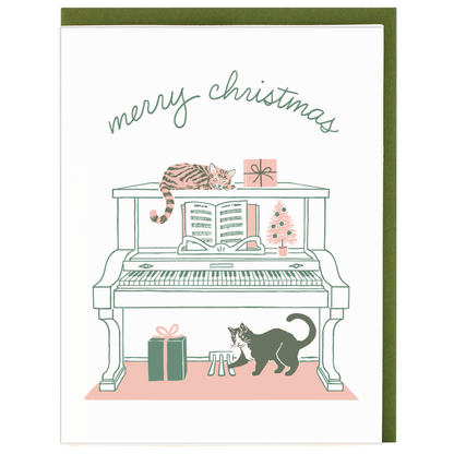 Smudge Ink - Musical Cats Christmas Card: Single Card