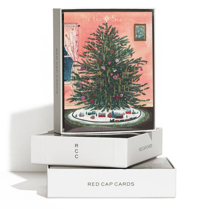 Red Cap Cards - Tinsel Tree holiday greeting card: Single