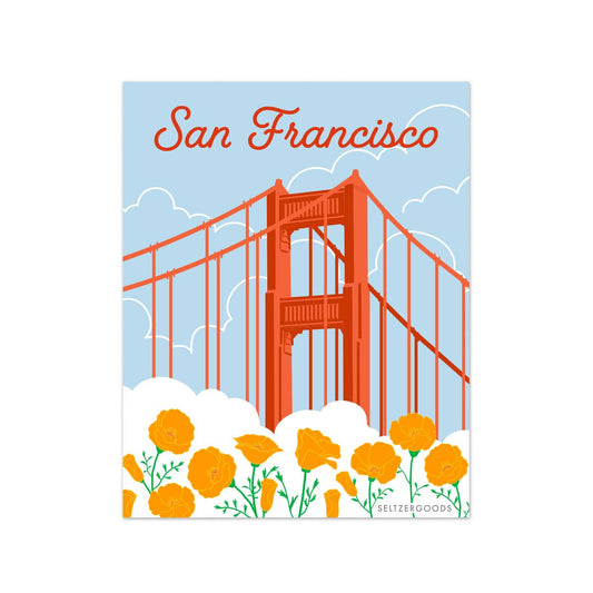 Seltzer Goods - SF Bridge Tower Poppies Sticker