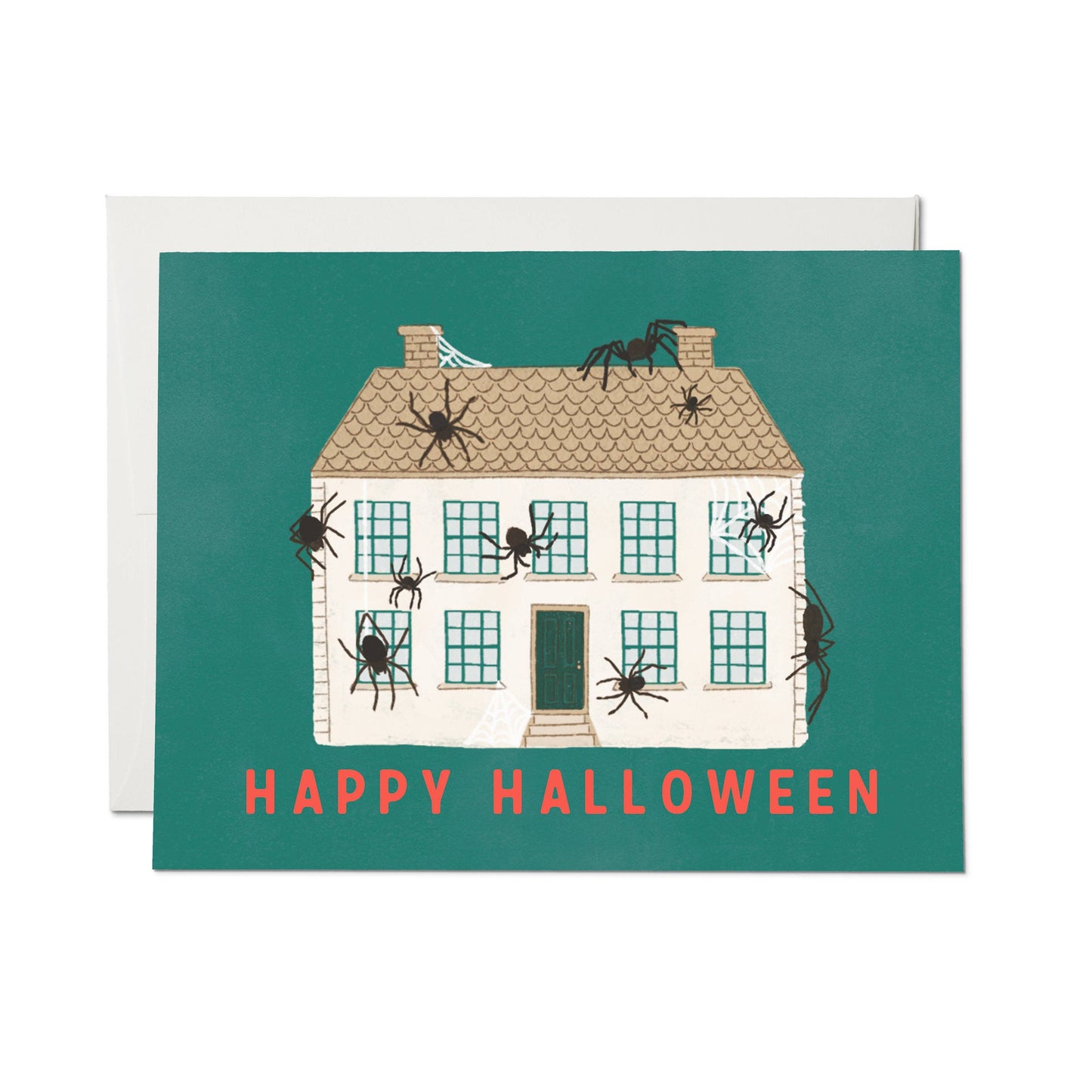 Red Cap Cards - Spider House Halloween greeting card
