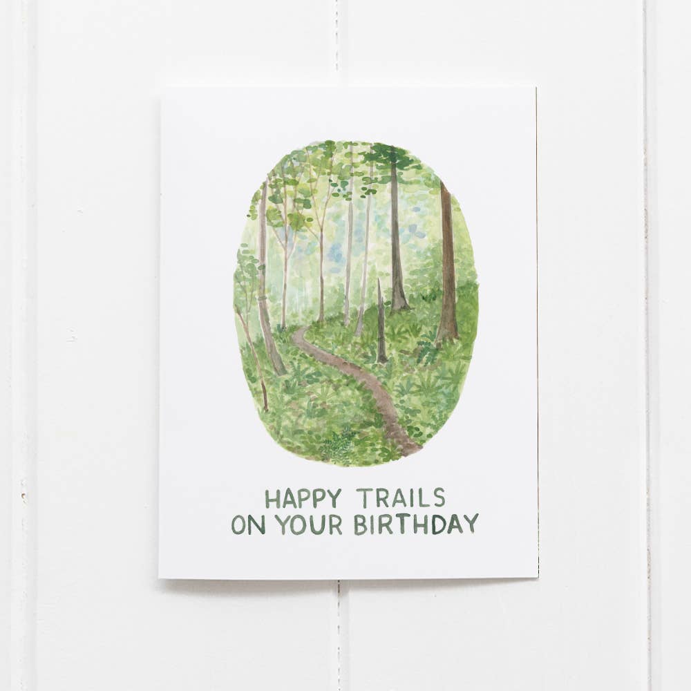 Yardia - Happy Trails Birthday Card - Hiking Greeting Card