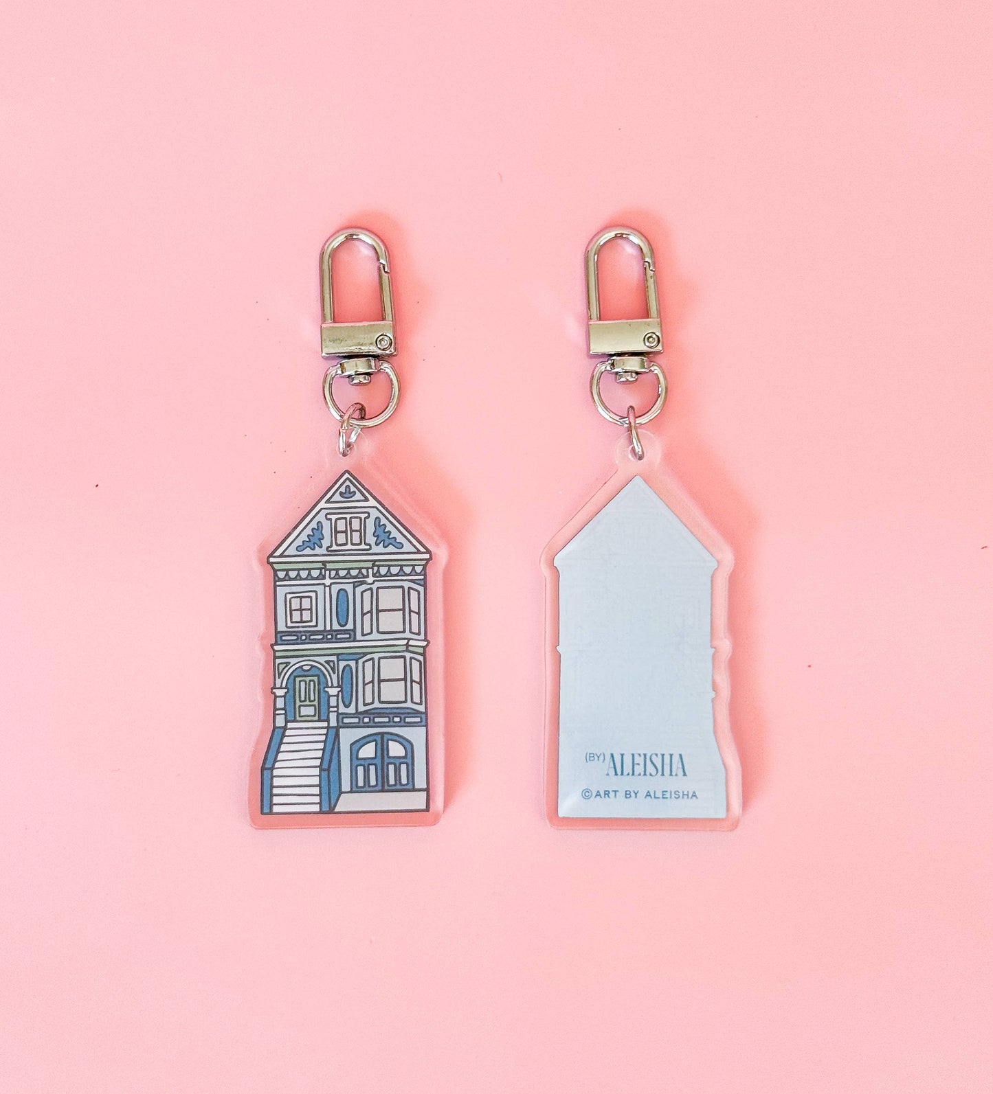 By Aleisha - Painted Lady Keychain: Blue