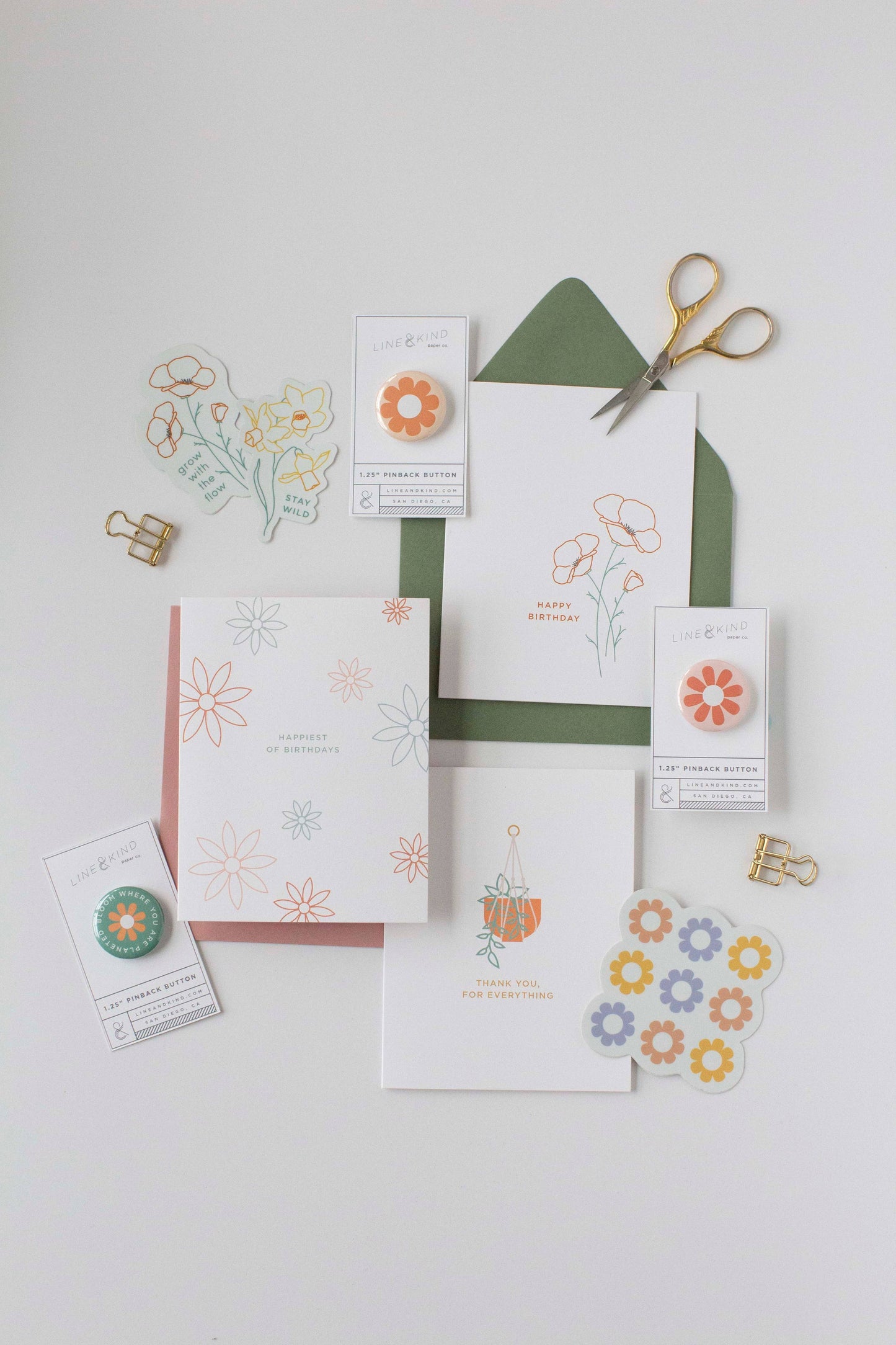 Line & Kind Paper - Birthday - California Poppies Flower