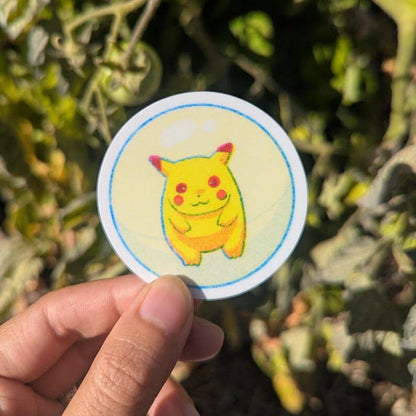 Christina Hu - Free Him! Pikachu Bouncy Ball Vinyl Sticker | 2.25"x2.25"~