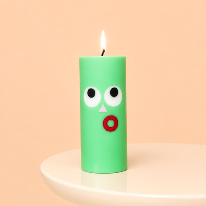54 Celsius - Moodz™ - Dippy Pillar Face Candle, Green, 80h