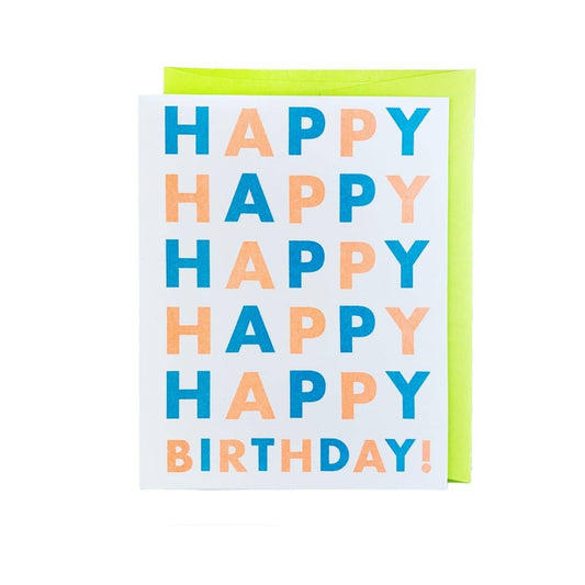 Next Chapter Studio - Happy Birthday Check Repeat - Risograph Greeting Card