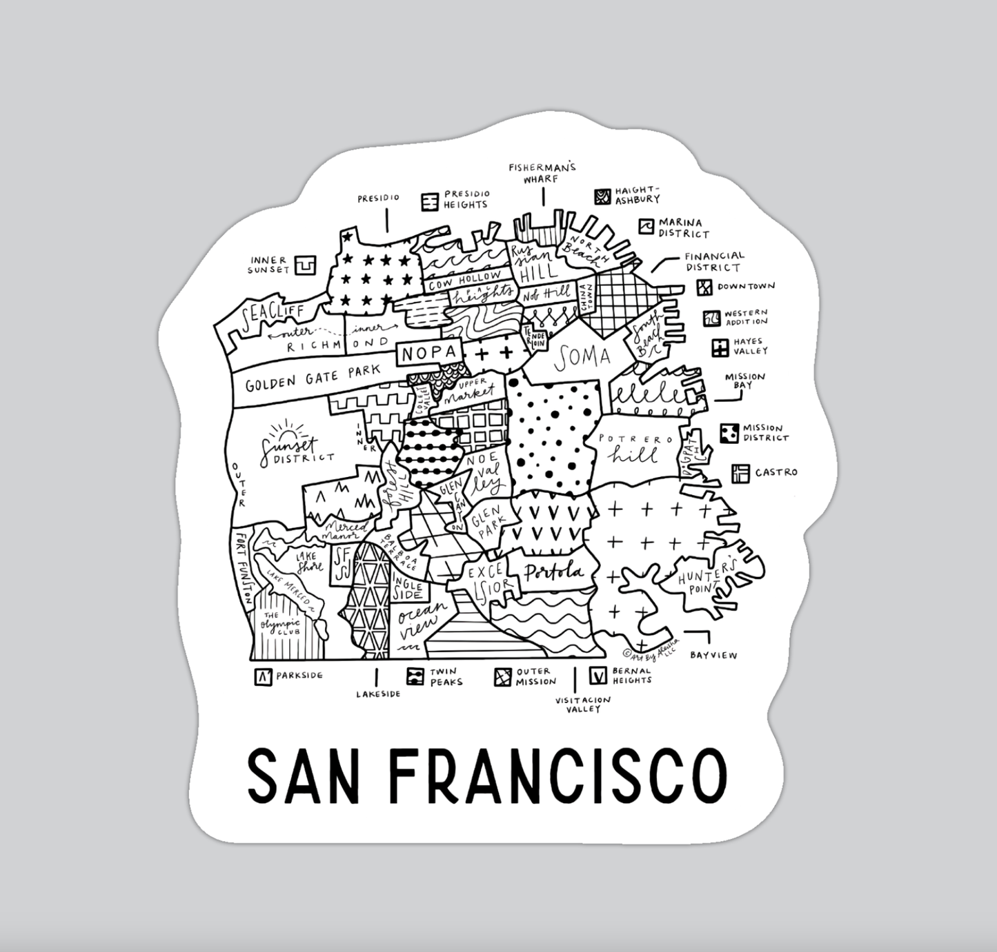 By Aleisha - San Francisco Neighborhood Map Sticker