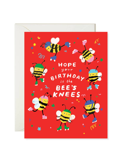 Karen Schipper - Bee’s Knees Birthday Card – Funny Bee Pun Birthday Card