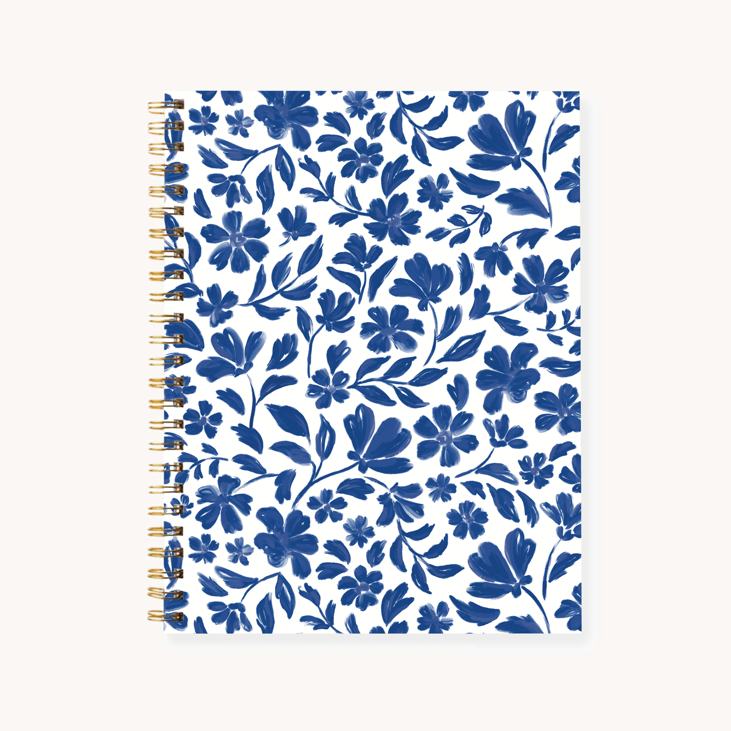 Elyse Breanne Design - Floral 7x9 Hardcover Spiral Notebook: Porcelain Floral