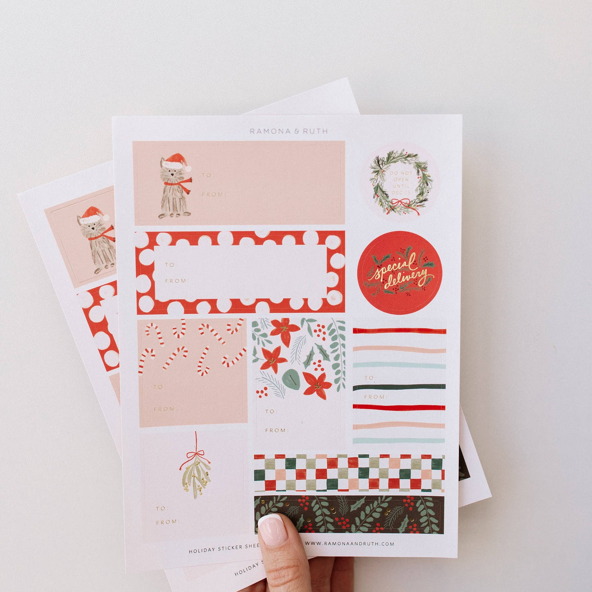 Ramona & Ruth - Holiday Gift Tag Sticker Sheet Set