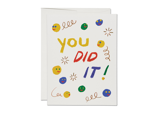 Red Cap Cards - Smiley Faces congratulations greeting card
