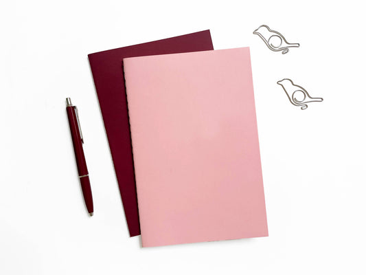 Studio Portmanteau - Blank A5 Medium Saddle Stitch Notebooks - Light pink