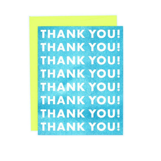 Next Chapter Studio - "Repeats" Risograph Teal Thank You Card: Single