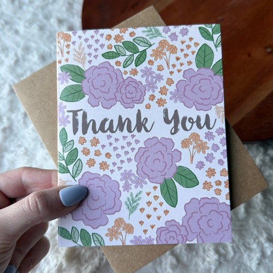 Big Moods - Pink Florals Thank You Cursive Card