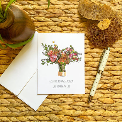 Bean Horse Car - Grateful For You Bouquet Greeting Card