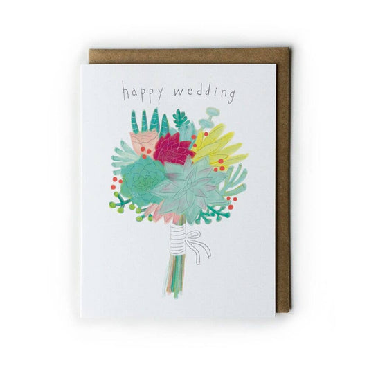 Honeyberry Studios - Succulent Bouquet Wedding Greeting Card