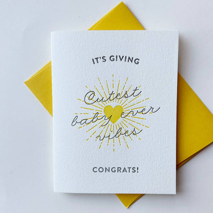 Steel Petal Press - Cutest Baby Vibes - Letterpress Baby Congrats Card