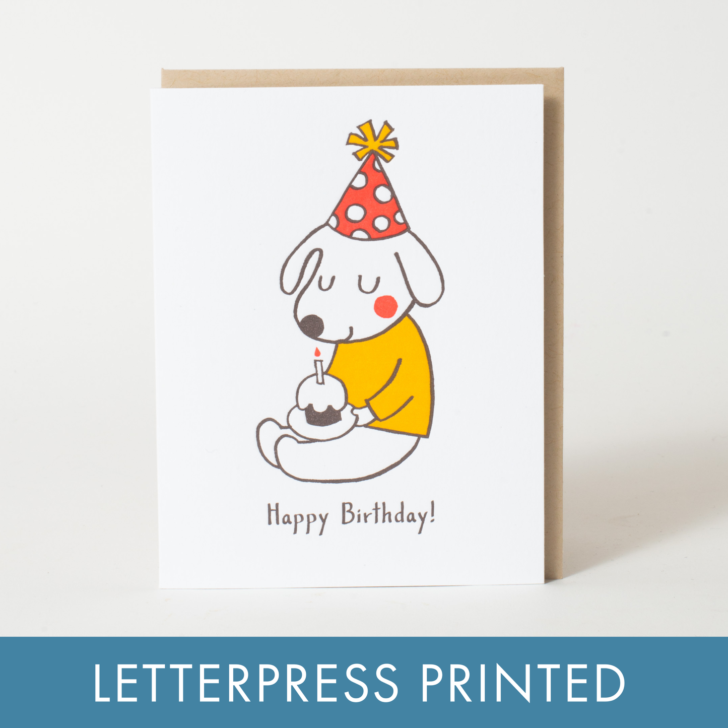 Fugu Fugu - Birthday Hat Dog Letterpress Greeting Card