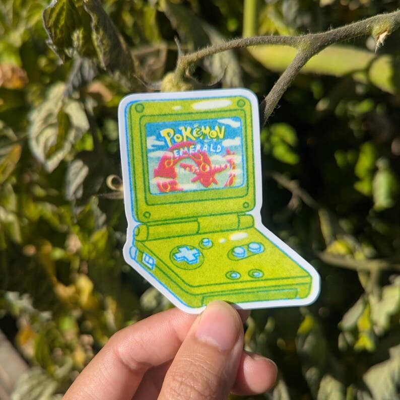 Christina Hu - Gameboy SP Pokemon Emerald Riso Vinyl Sticker | 2.25"x3"