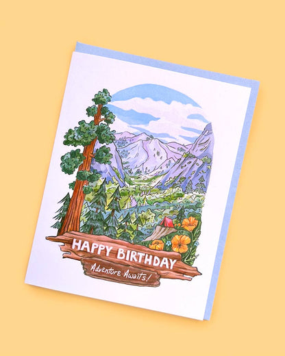 Brenna Daugherty Illustration - Happy Birthday Wilderness Adventure Card