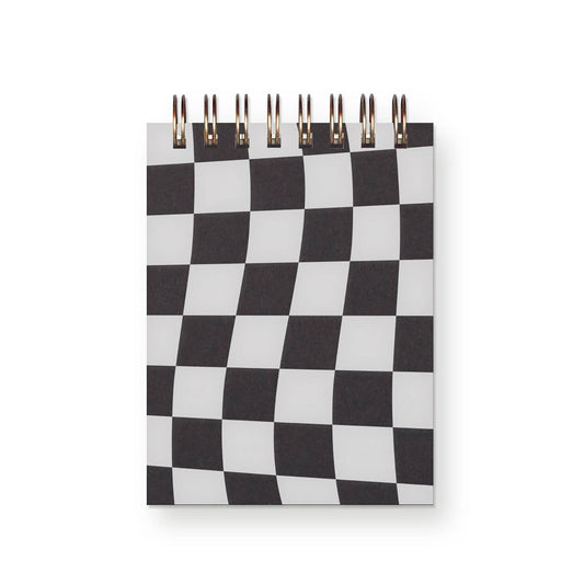 Ruff House Print Shop - Checkerboard Mini Jotter Notebook in Peppercorn: Peppercorn Cover | White Ink