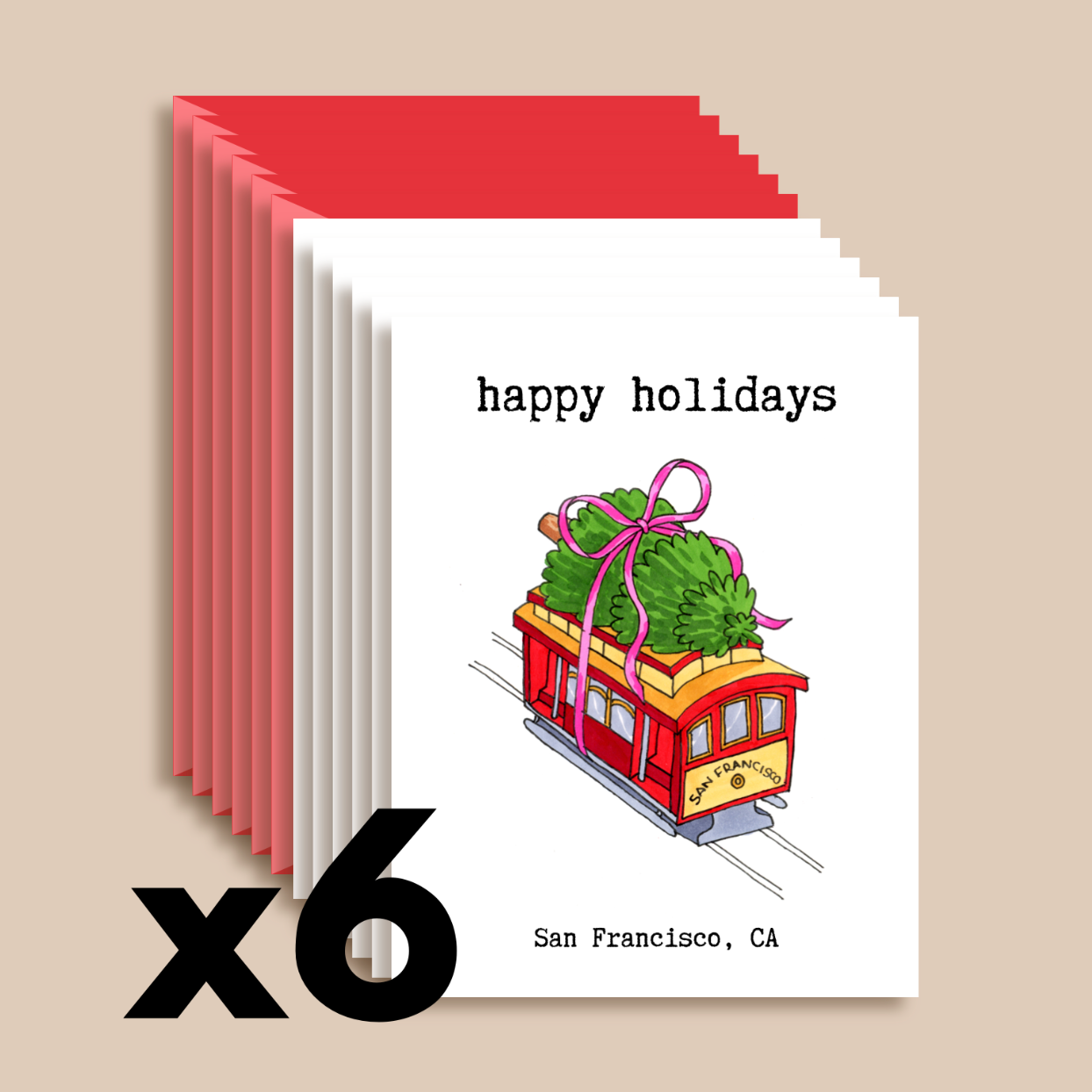 Painting With James - San Francisco Cable Car Holiday Greeting Card