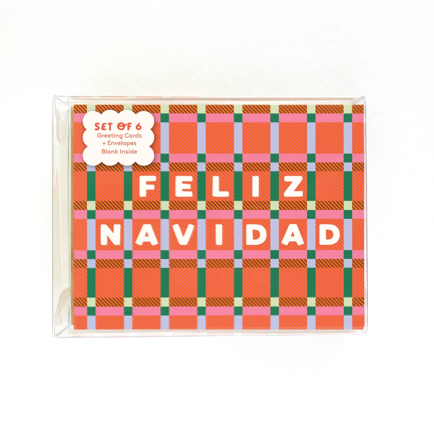 Ana Peake - Boxed Set of 6 Feliz Navidad Plaid Spanish Merry Christmas
