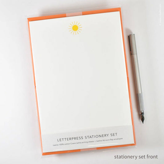 Inkello Letterpress - Stationery Set with Yellow Sun (#472)