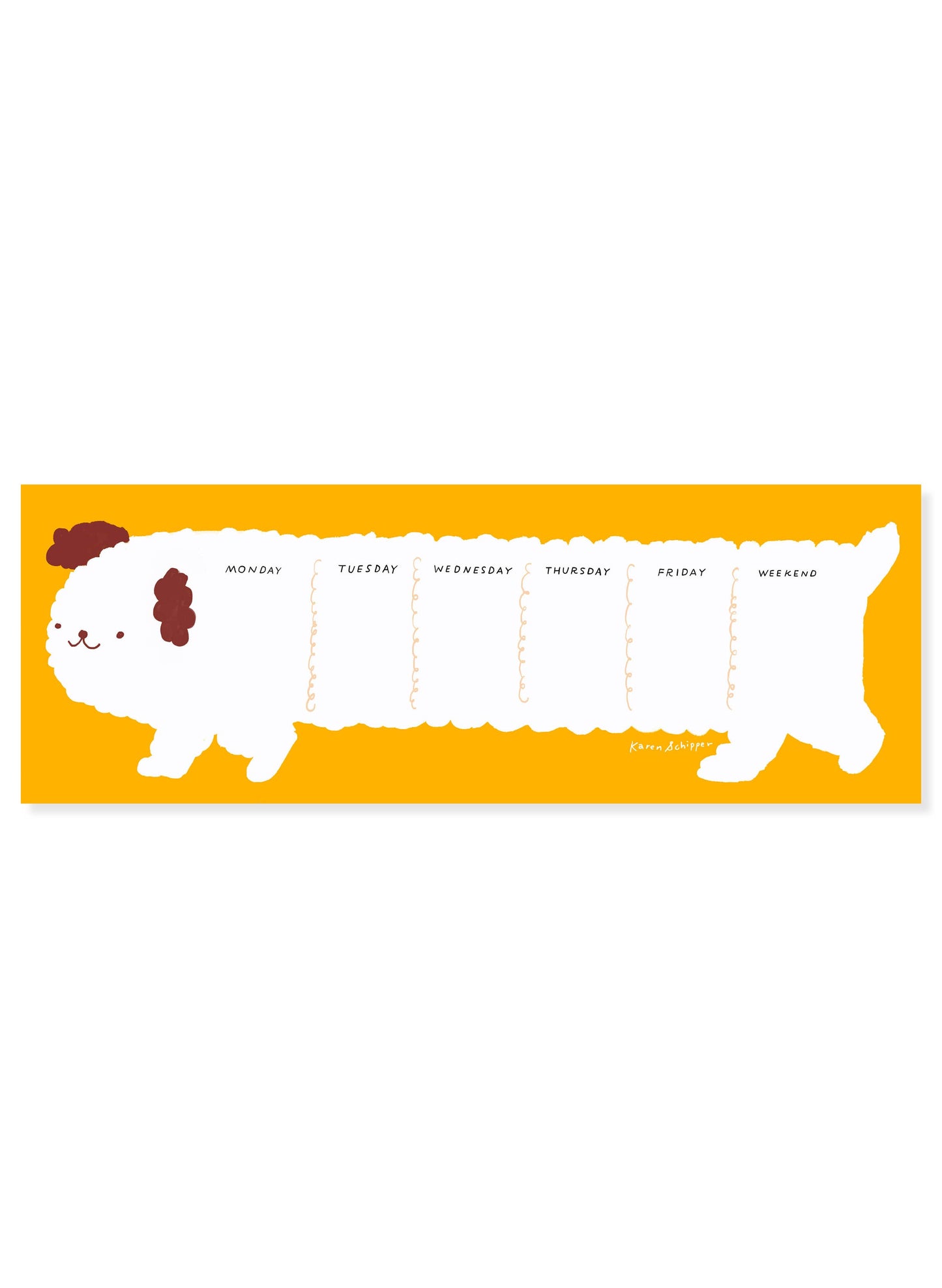 Karen Schipper - Daisy Dog Weekly Desk Planner – Cute Dog Weekly Planner Pad