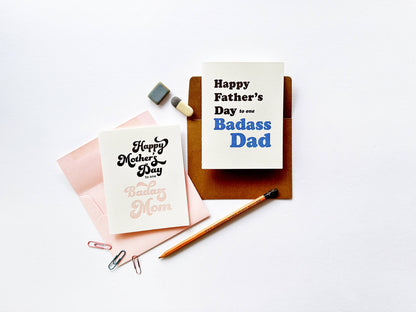 Steel Petal Press - Badass Dad - Letterpress Father's Day Greeting Card