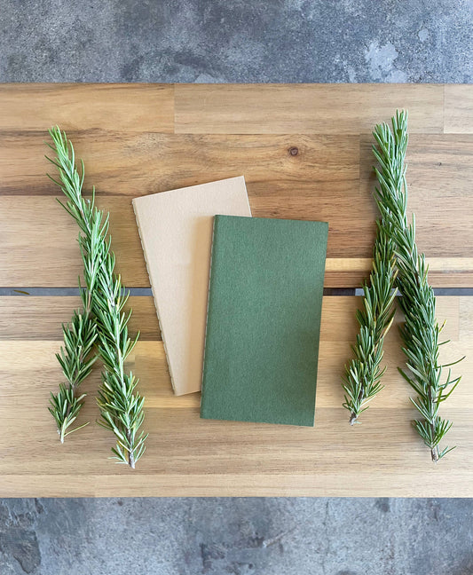 Studio Portmanteau - Blank Mini Saddle Stitch Notebooks - Olive Green