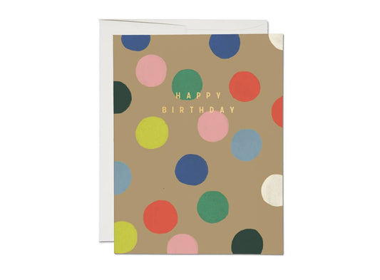 Red Cap Cards - Rainbow Dots birthday greeting card
