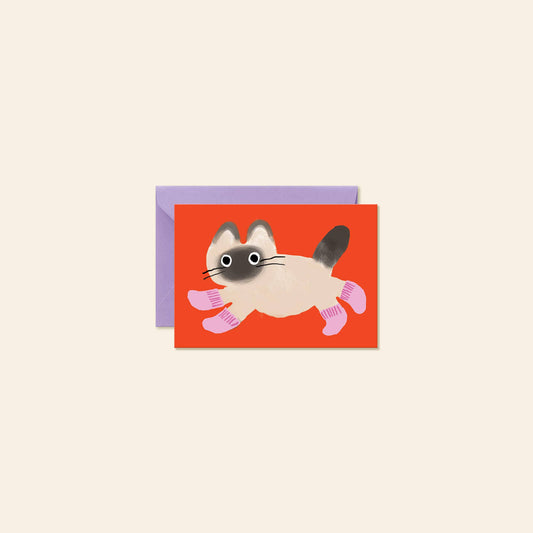 Karen Schipper - Cat Socks – Cute & Funny Cat Mini Note Card