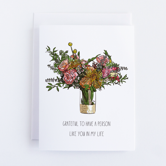 Bean Horse Car - Grateful For You Bouquet Greeting Card