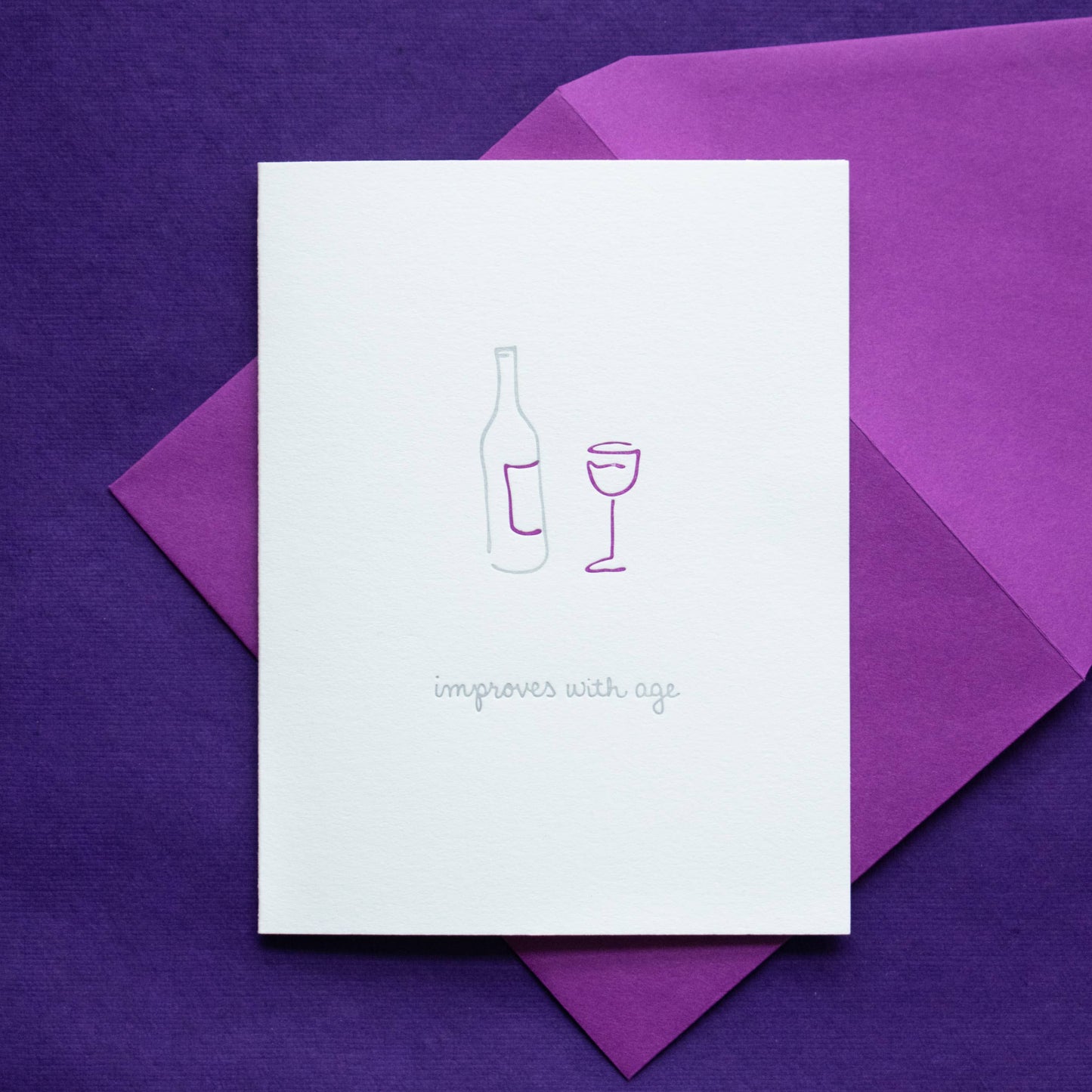 Albertine Press - Improves With Age - Wine Greeting Card