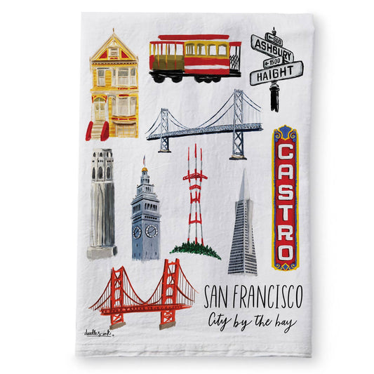doodles.ink. - San Francisco Collage Tea Towel