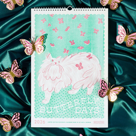 Bromstad Printing Co. - 2026 Risograph Wall Calendar - Butterfly Days